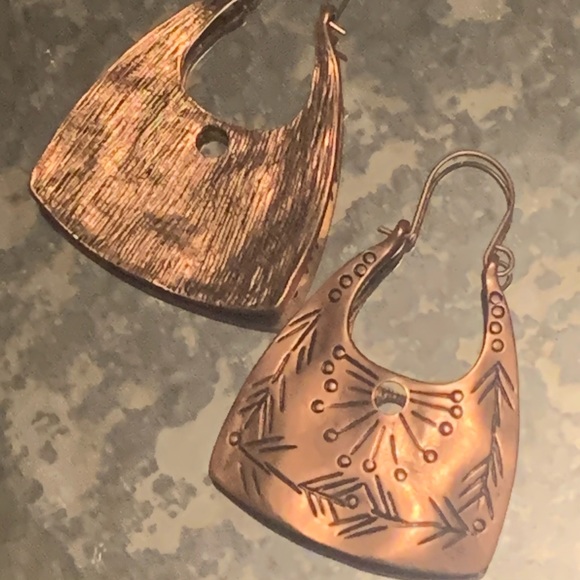 Boho Copper Dangle Earrings - Picture 2 of 4